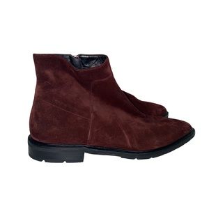 Via Spiga Burgundy Suede Ankle Boots Flat